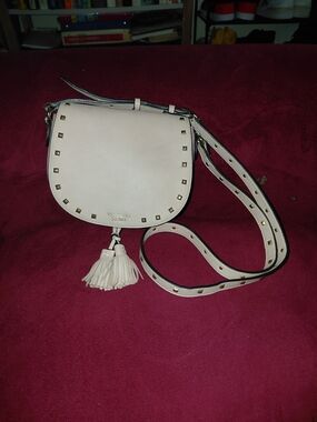 Victoria's Secret Cream Crossbody with Tassel and Gold Studs